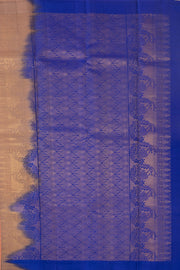 Apricot Rose Peach Handloom Borderless Kanjivaram Soft Silk Saree 10076783