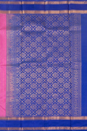 Rosette Glow Pink Handloom Kanjivaram Soft Silk Saree With Stripes And Floral Motifs Design 10076787
