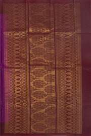Enchanted Plum Purple Handloom Kanjivaram Soft Silk Saree With Floral Motifs Design 10076789