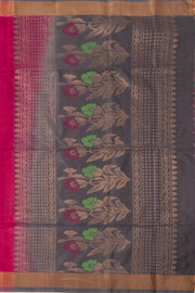 Raspberry Bloom Pink Handloom Kanjivaram Soft Silk Saree 10076792