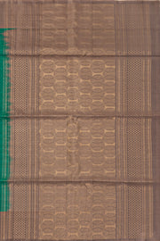 Deep Cyan Green Handloom Kanjivaram Soft Silk Saree With Leaf Motifs Design And Leaf Border 10076795