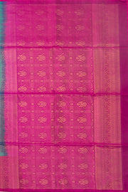 Ocean Mist Green Handloom Kanjivaram Soft Silk Saree With Floral Butta Design 10076797