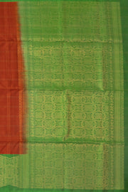 Toffee Ember Brown Handloom Kanjivaram Soft Silk Saree With Double-Line Checked Design And Floral Border 10076800