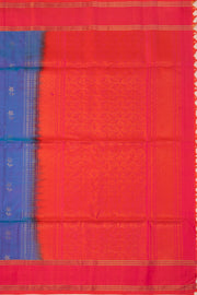 Iris Dream Blue Handloom Kanjivaram Soft Silk Saree With Stripes And Floral Butta Design 10076808
