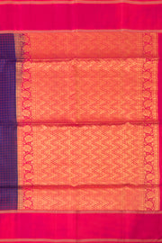 Twilight Violet Blue Handloom Kanjivaram Soft Silk Saree With Checks Design 10076812
