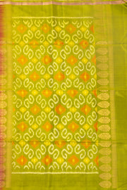 Blush Berry Pink Handloom Borderless Ikat Kanjivaram Soft Silk Saree With Floral Motifs Design 10076818