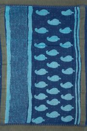 Blue Dabu Printed Silk Cotton Saree 10077026