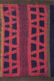 Purple Dabu Printed Silk Cotton Saree 10077028