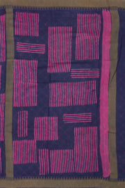Purple Dabu Printed Silk Cotton Saree 10077030