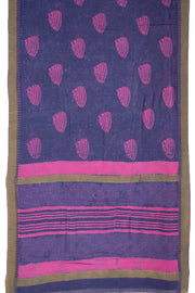 Purple Dabu Printed Silk Cotton Saree 10077036