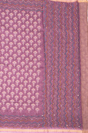Purple Printed Semi Tussar Silk Saree 10077250