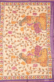 Purple Bandhani Print Semi Linen Saree 10077259