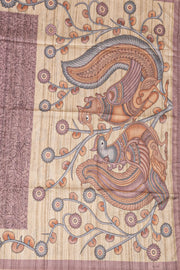 Dusty Rose Kalamkari Print Semi Tussar Silk Saree 10077261