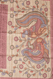 Pink Kalamkari Printed Semi Tussar Silk Saree 10077263