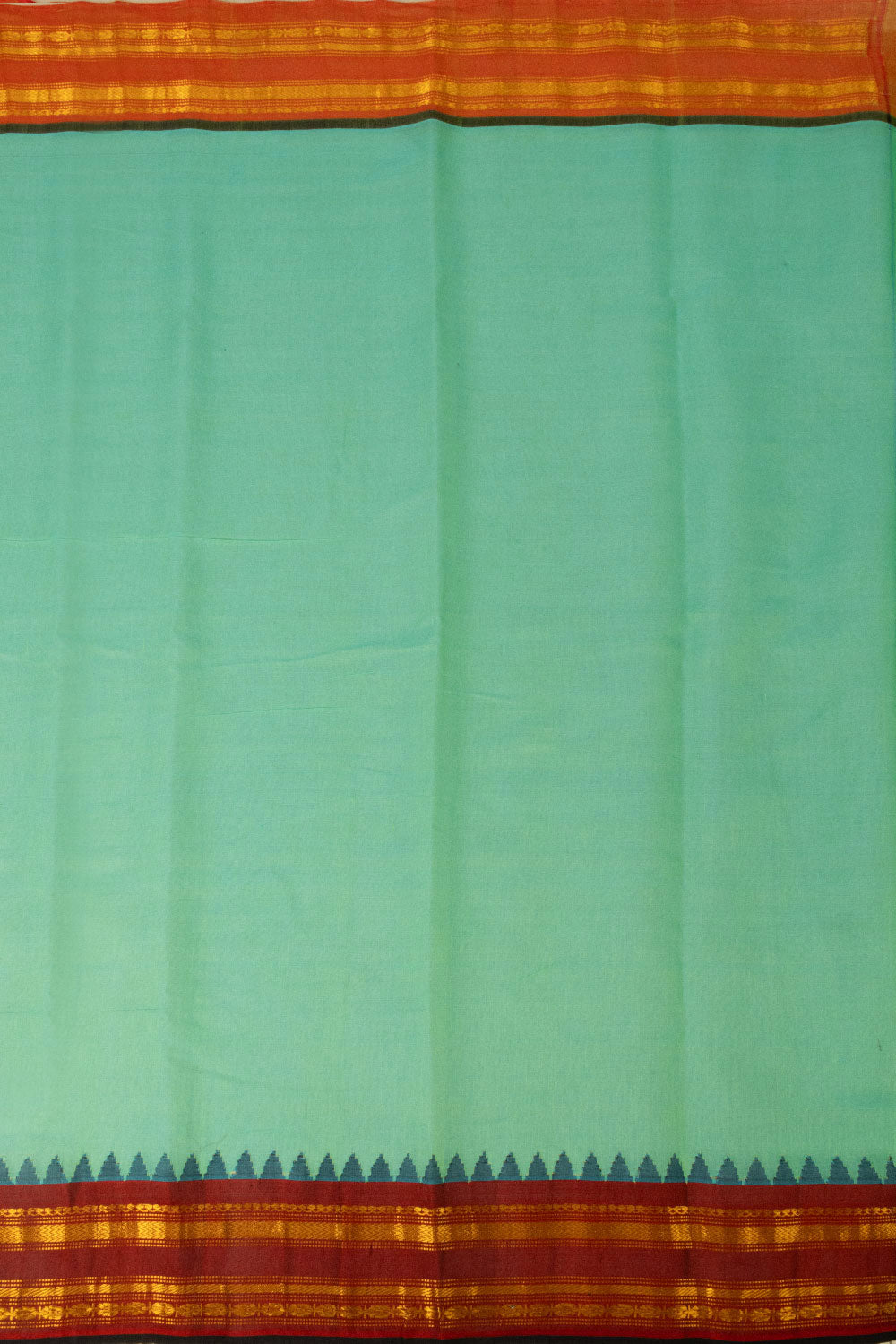 Aqua Green Handloom Gadwal Kuttu Silk Cotton Saree - Avishya