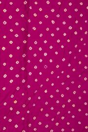 Pink Bandhani Mulberry Silk Saree With Contrast Blouse 10073068