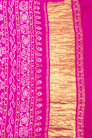 Bluish-grey Bandhani Gajji Silk Saree with Lagdi Patti Zari Pallu 10073074