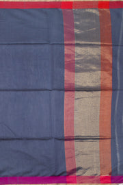 Grey Handloom Chanderi Silk Cotton Saree With Ganga Jamuna Border 10073080