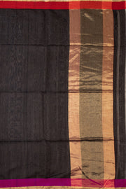 Black Handloom Chanderi Silk Cotton With Ganga Jamuna Border 10073082