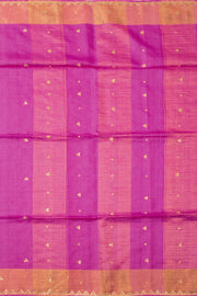Pink Handloom Tussar Silk Saree With sequins kangri and 3 dot Butti 10073089