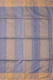 Grey Tussar Silk Saree With sequins kangri and 3 dot Butti 10073090