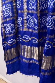 Blue Bandhani Gajji Silk with Lagdi patta Dupatta 10073112
