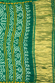 Green Bandhani Gajji Silk Saree with Mukaish Embroidery 10073124