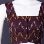 Brown Pochampally Ikat Mirror Work Cotton Blouse 10074522