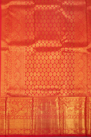 Vivid Red Monotone Bridal Kanjivaram Pure Zari Silk Saree 10074734