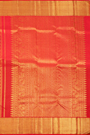 Orangish Red Monotone Bridal Kanjivaram Pure Zari Silk Saree 10074735