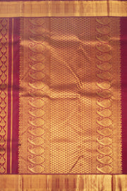 Burgundy Maroon Monotone Bridal Kanjivaram Pure Zari Silk Saree 10074737