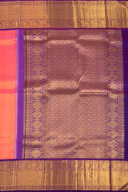 Brilliant Pink Korvai Kanjivaram Pure Zari Handloom Silk Saree with Diamond Motifs and Contrast Violet Border 10074742