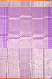 Plum Lavender Monotone Bridal Kanjivaram Pure Silk Silver Zari Saree 10074750