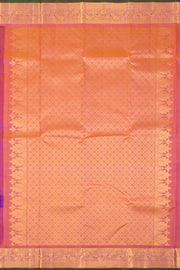 Dark Magenta Kanjivaram Silk Saree with Checks Design 10075633