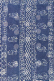 Blue Indigo Circle Design Dabu Print Kota Cotton Saree 10074181