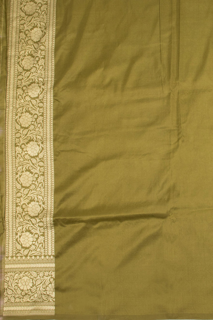 Moss Green Handloom Banarasi Katan Silk Saree 10063607