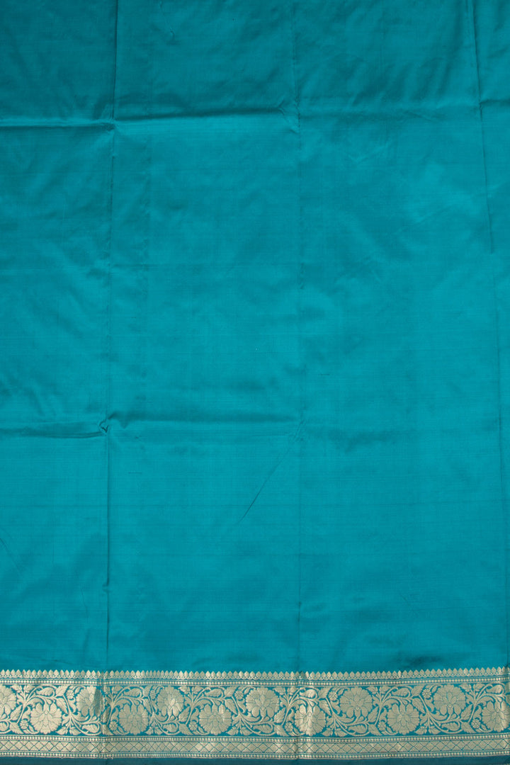 Teal Blue Handloom Banarasi Katan Silk Saree 10063608