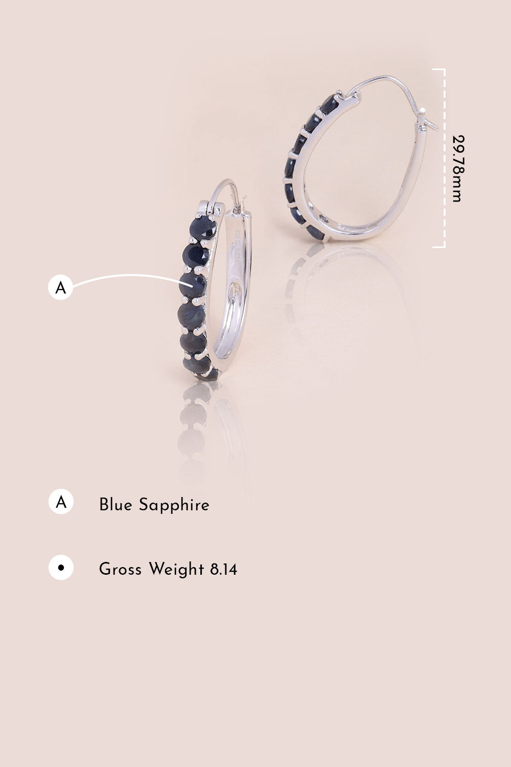Blue Sapphire Sterling Silver Hoop Earring - Avishya