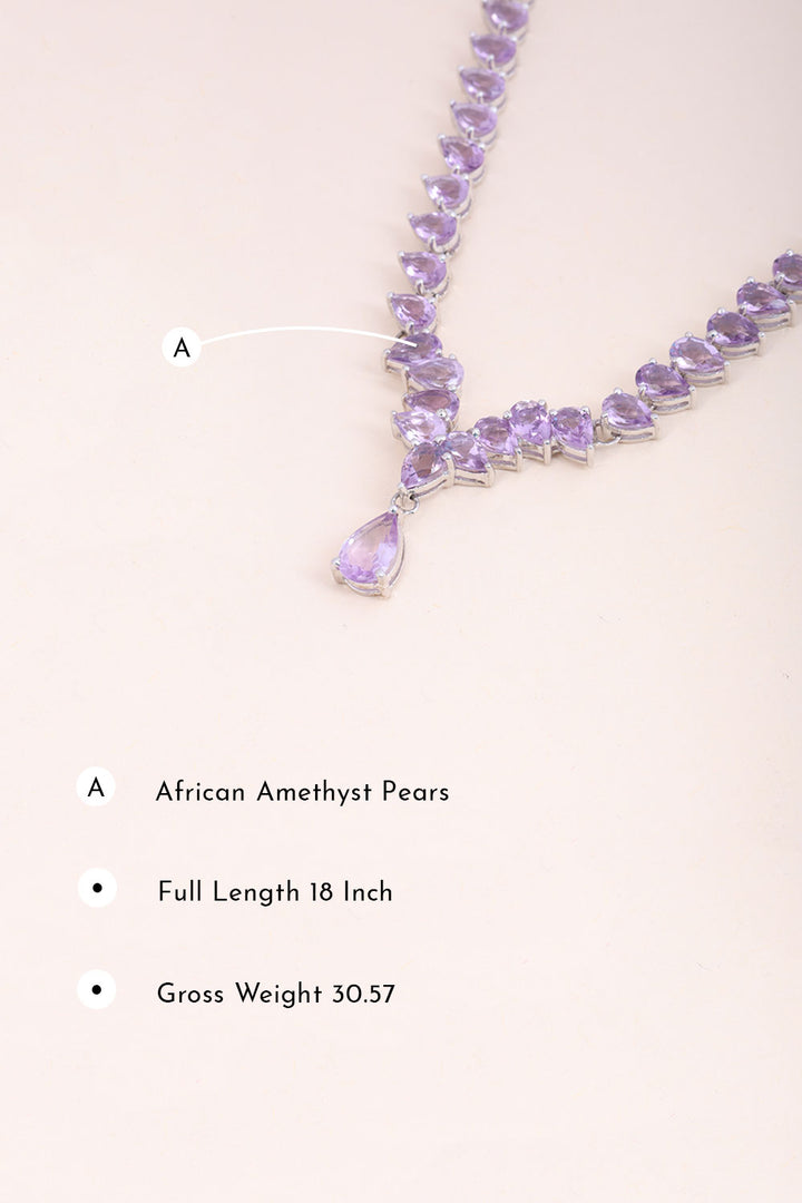 African Amethyst Sterling Silver Necklace 10067130 - Avishya