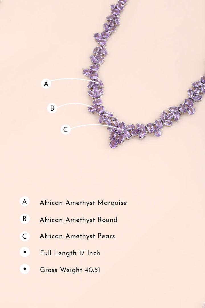 African Amethyst Sterling Silver Necklace 10067123 - Avishya