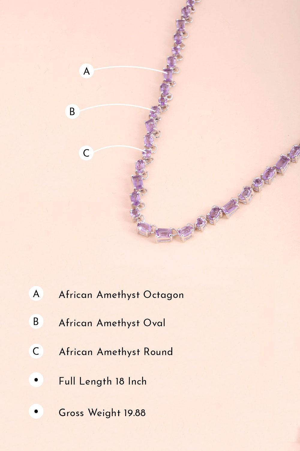 African Amethyst Sterling Silver Necklace 10067132