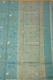 Blue Chanderi Printed Silk Cotton Saree 10075359