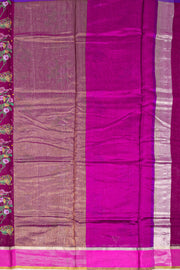 Magenta Chanderi Printed Silk Cotton Saree 10075362