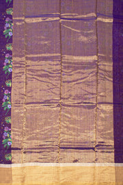 Purple Chanderi Printed Silk Cotton Saree 10075363