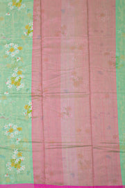 Green Chanderi Printed Silk Cotton Saree 10075365