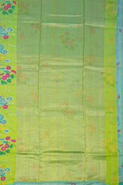 Green Chanderi Printed Silk Cotton Saree 10075367