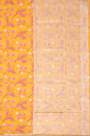 Yellow Chanderi Printed Silk Cotton Saree 10075368