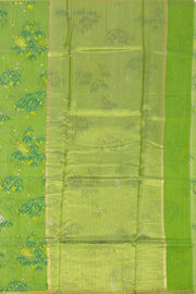 Green Chanderi Printed Silk Cotton Saree 10075371