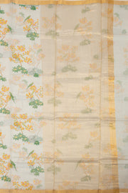 Cream Chanderi Printed Silk Cotton Saree 10075924