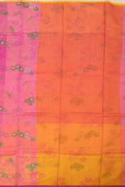 Pink Chanderi Printed Silk Cotton Saree 10075925